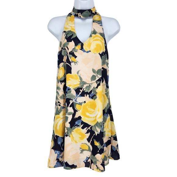 Lulus Floral Swing Dress Yellow & Blue Size XS - Picture 4 of 5